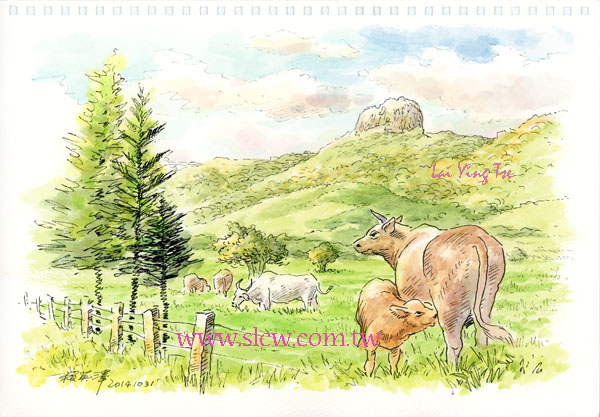 Kenting Ranch_Mt Dajian 墾丁大尖山牧場_賴英澤 繪_火車頭顏坊_Painted by Lai Ying-Tse